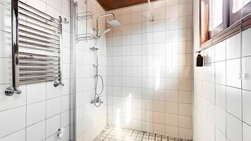 Hair dryer, bidet, towels, soap