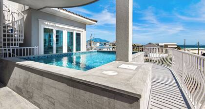 Surf and City 🏝️ Modern Luxury with Beach Access + Balcony Pool + Rooftop Deck