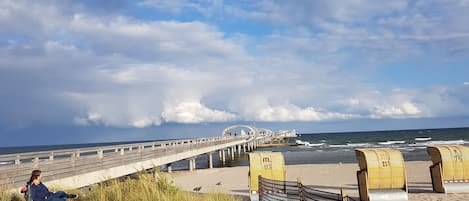 Beach nearby, sun loungers