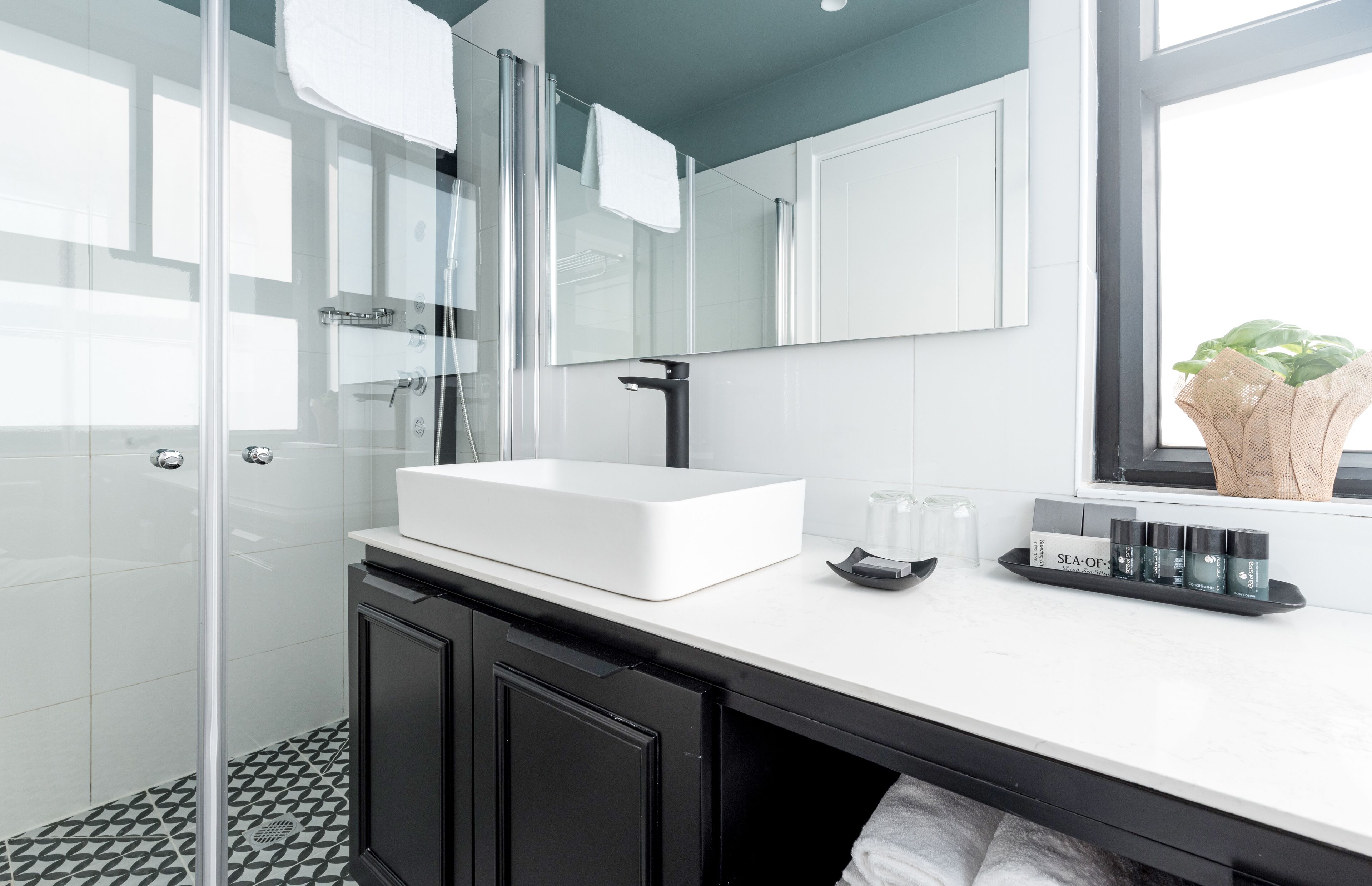 premium penthouse | bathroom | shower, free toiletries, hair dryer, towels