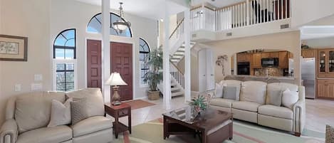 Smart TV, fireplace, DVD player, stereo