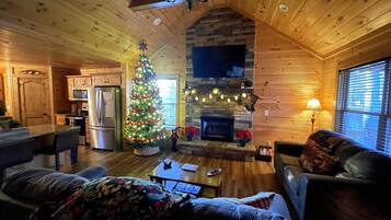 Smart TV, chimenea, videojuegos y reproductor de DVD