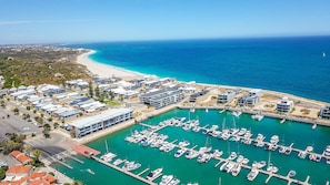 Our apartment is immediately in front of the boat ramp you see in the middle