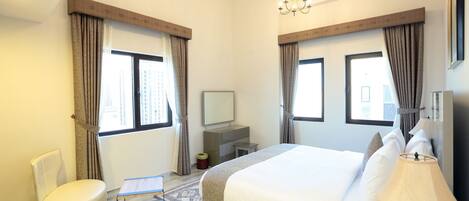 2 bedrooms, desk, iron/ironing board, travel crib