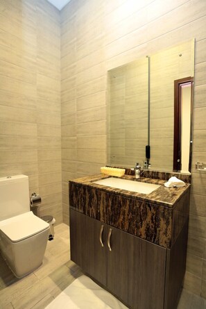 Shower, hair dryer, towels, soap - Exclusive EWB 2 bedrooms apartment fully furnished  (Dubai)