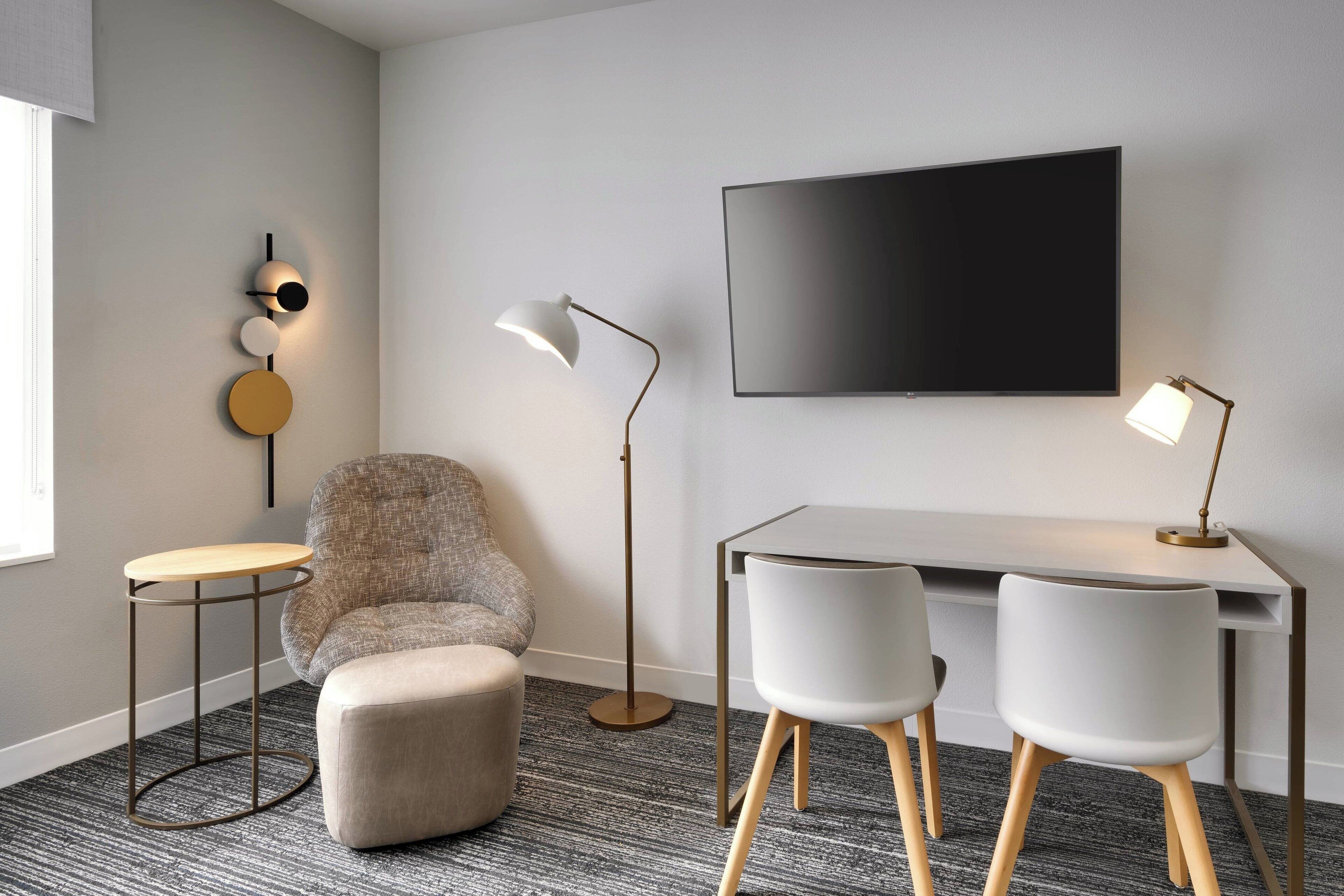 1 bedroom, desk, laptop workspace, iron/ironing board