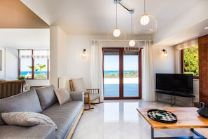 Smart TV, fireplace, ping pong, books