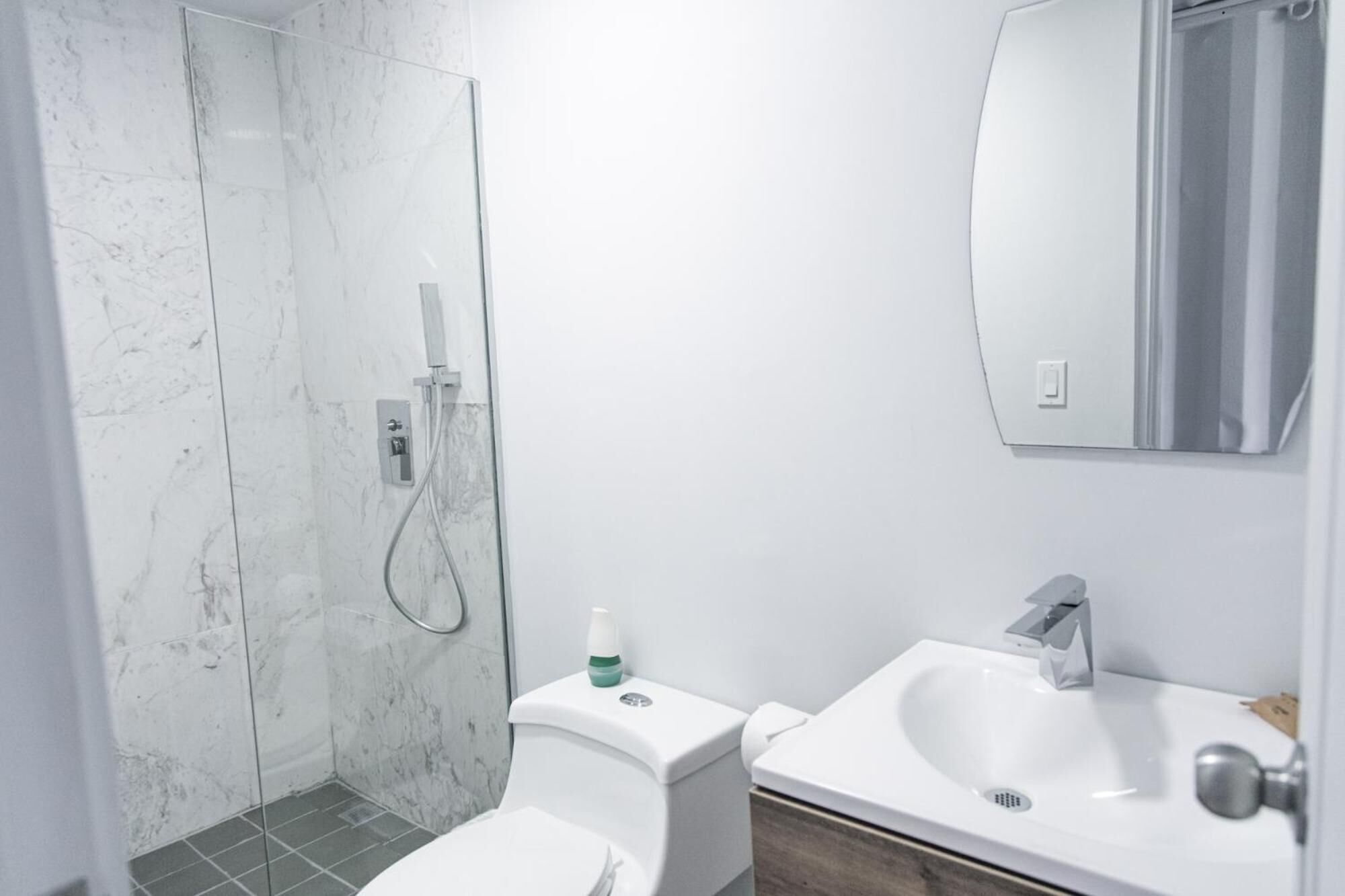 shower, rainfall showerhead, towels