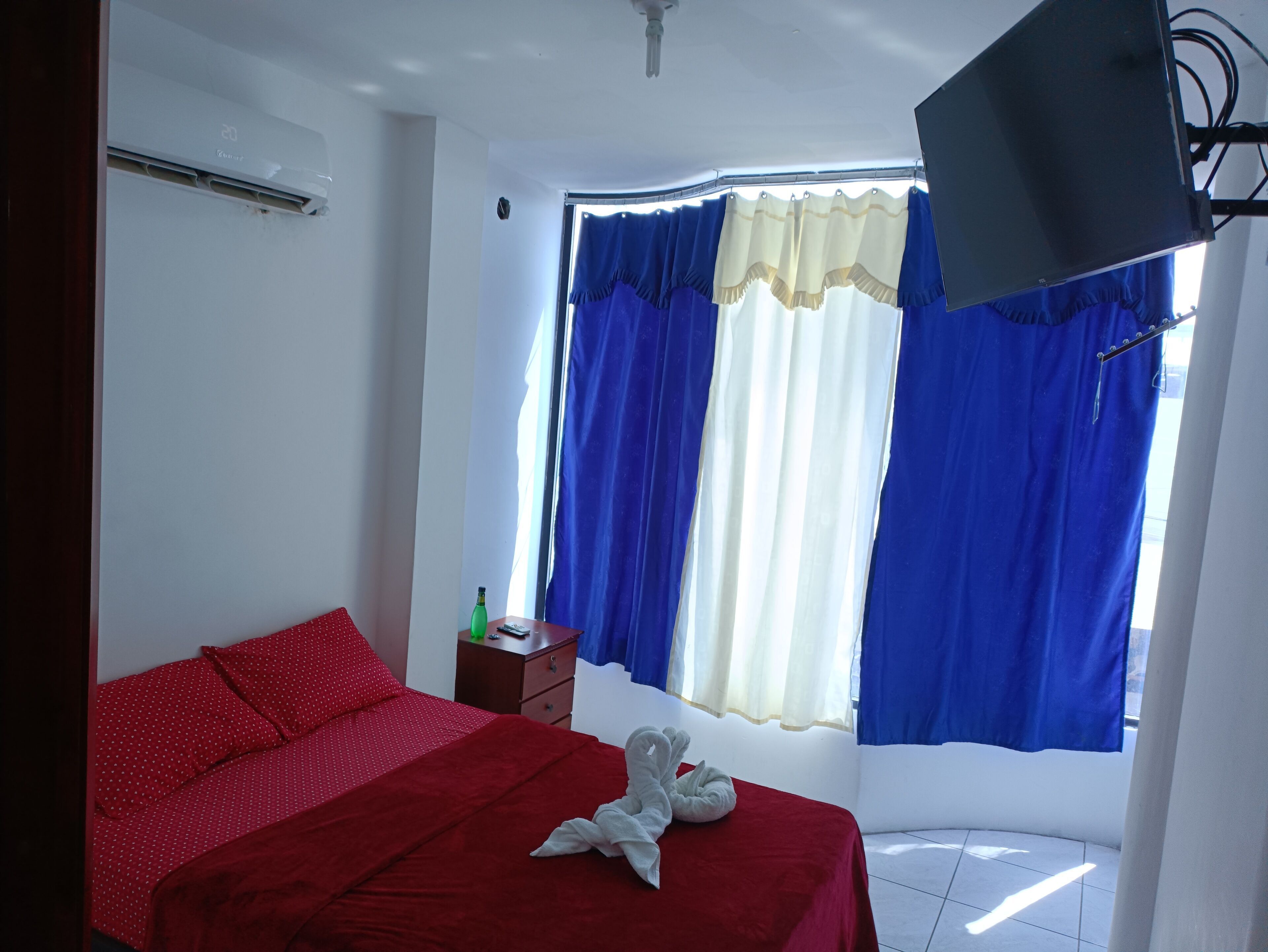 Select Comfort beds, individually furnished, blackout curtains