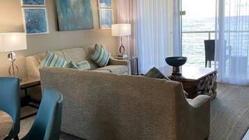 Flat-screen TV, DVD player, books