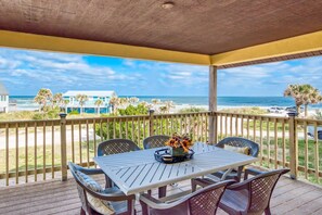 Outdoor dining - HEATED Pool! Amazing Ocean Views, Less than 1 Mile to Beach Access at Inlet, $300 in Free Tickets! (St. Augustine)