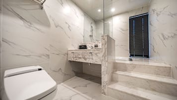 Deluxe Double Room | Bathroom | Separate tub and shower, designer toiletries, hair dryer, bathrobes