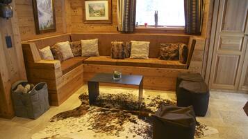 TV connectée, cheminée, livres