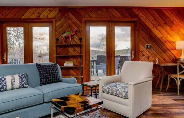 TV, fireplace, ping pong, books