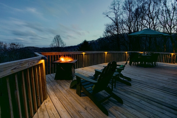 Lit railings offering perfect setting for evening views