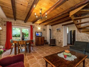Living room - Part of the old Stone House With Private Pool and Garden on Peaceful Location (Visnjan)