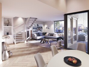 House | Living room - Waterfront Holiday Home in Heeg with Hot Tub (Heeg)