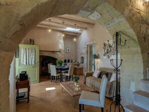 Villa | Living area - Traditional Stone Built Villa With Private Pool Near Tavern & the Beach (Apokoronas)
