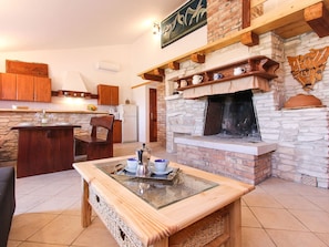 Fireplace, foosball