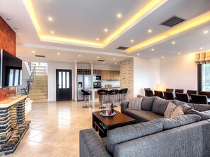 Villa | Living area - Great Villa, Enormous Pool, Nice Location near Village Sisi (Agios Nikolaos)