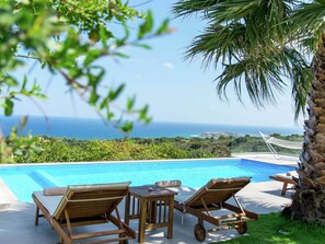 Villa | Pool | Indoor pool, outdoor pool - Infinity Pool Villa With Sea Views Near Rethymno City & Beach and Shaded BBQ (Rethymno)