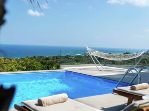 Villa | Pool | Indoor pool, outdoor pool - Infinity Pool Villa With Sea Views Near Rethymno City & Beach and Shaded BBQ (Rethymno)