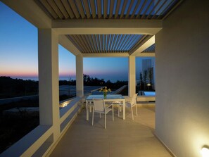 Balcony - Elegant Villa Giasemi With Private Pool, Near Beach & Amenities + BBQ Area (Mylopotamos)