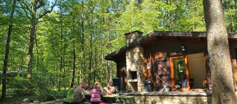 Cozy, Wooden Chalet With a Microwave, Located in a Forest