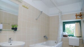 Cottage | Bathroom | Bathtub, hair dryer, towels - Traditional Stone Villa With a Private Pool and Complete Privacy (Zmijavci)