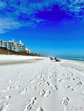 Beach nearby, sun loungers