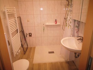 Shower, hair dryer, towels, soap - Ferienwohnung mit Whirpool (Brandenburg an der Havel)
