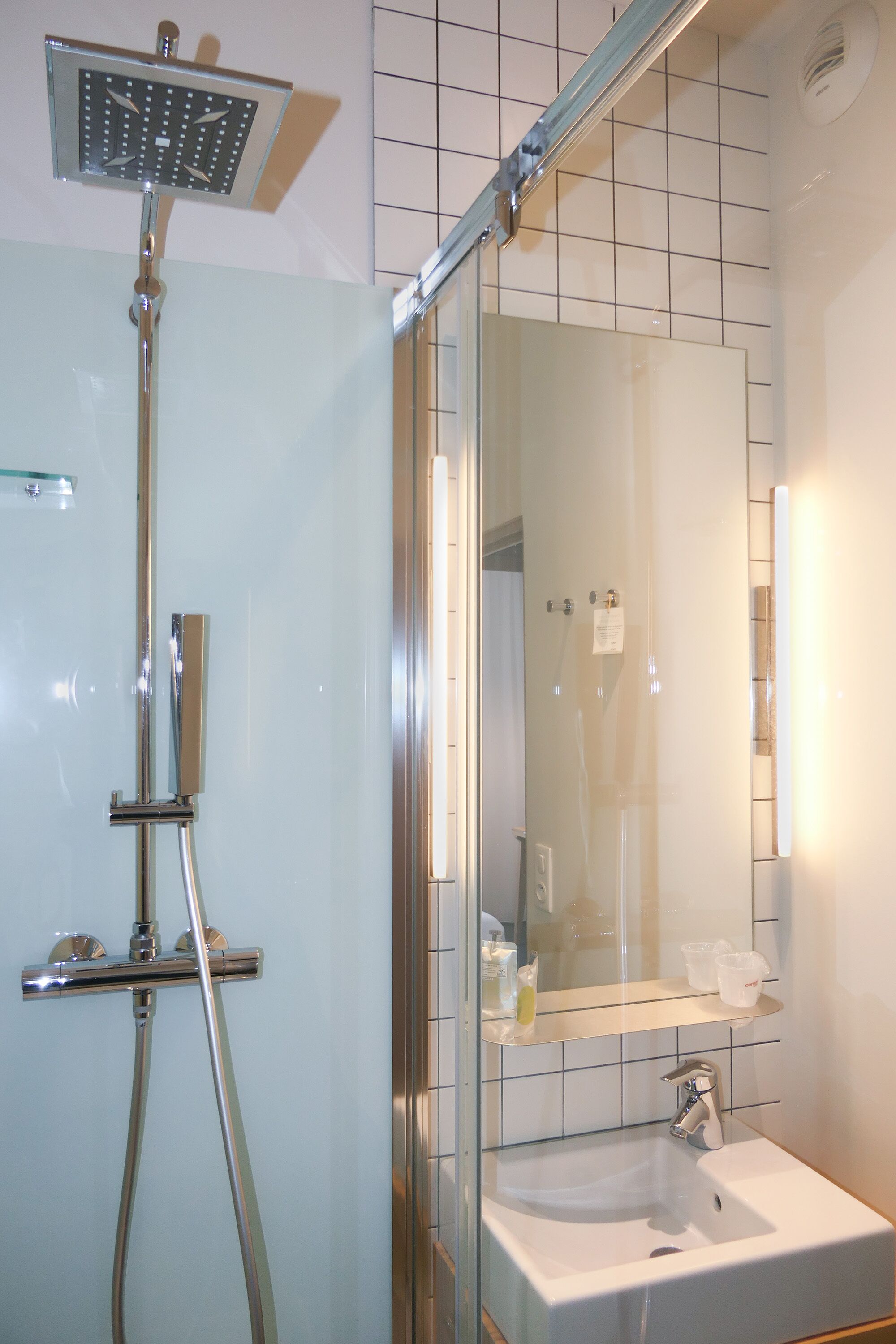 comfort double room | bathroom | shower, rainfall showerhead, hair dryer, towels