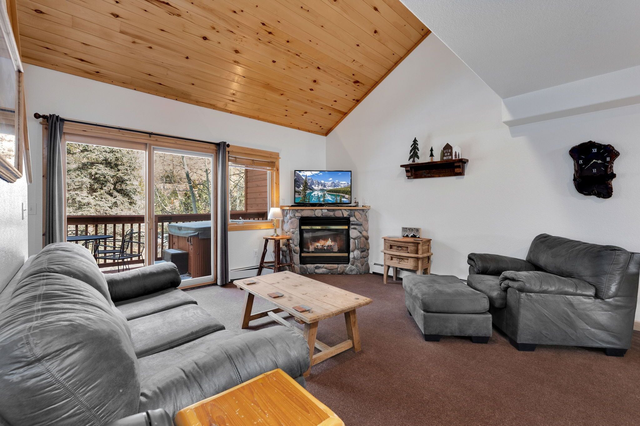 Smart TV, caminetto, lettore DVD, videoteca