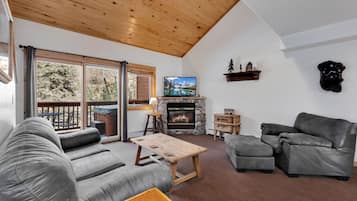 Smart TV, fireplace, DVD player, video library