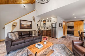 Smart TV, fireplace, DVD player, video library