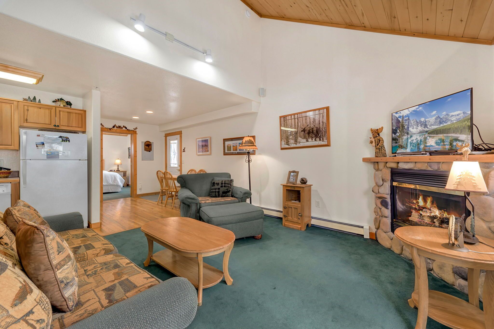 Smart TV, fireplace, DVD player, video library
