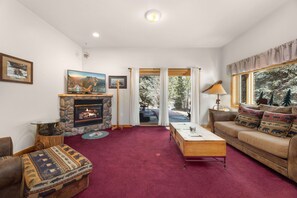 Smart TV, fireplace, DVD player, video library