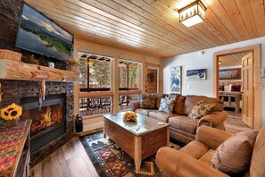 Smart TV, chimenea, reproductor de DVD, videoteca