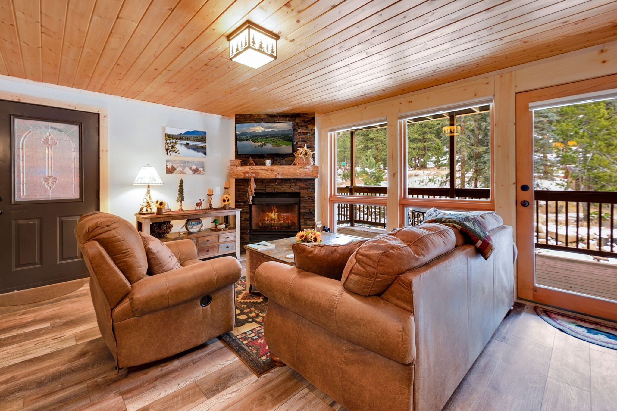 Smart TV, fireplace, DVD player, video library