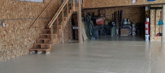 New apartment in shop with Indoor parking for toy trailers or vehicle.