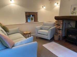 Fireplace, books