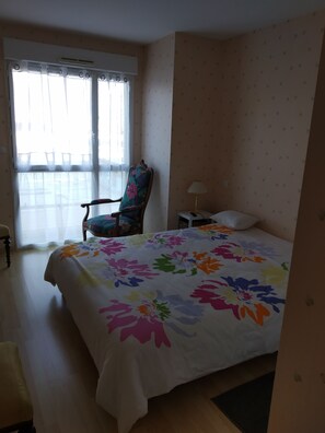 1 chambre, fer et planche à repasser