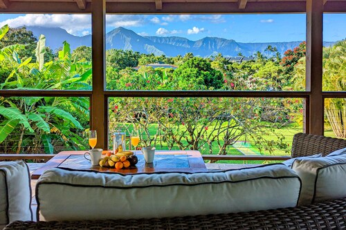 Newly furnished house with mountain & waterfall views, balcony & washer/dryer
