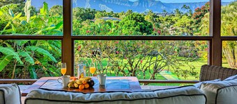 Newly furnished house with mountain & waterfall views, balcony & washer/dryer