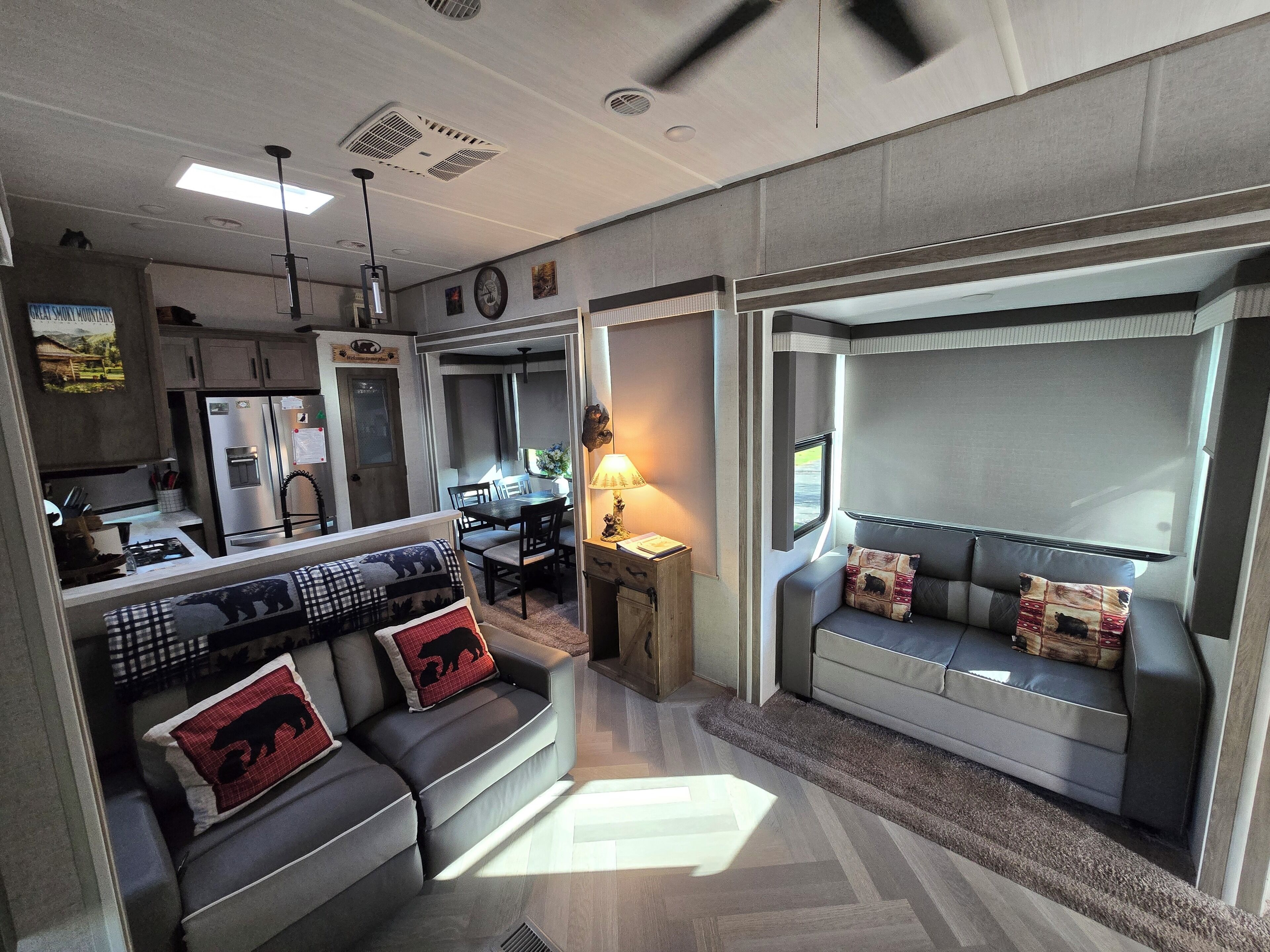 TV, fireplace, DVD player, stereo