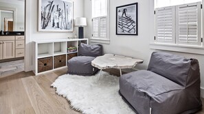 TV, fireplace, printers