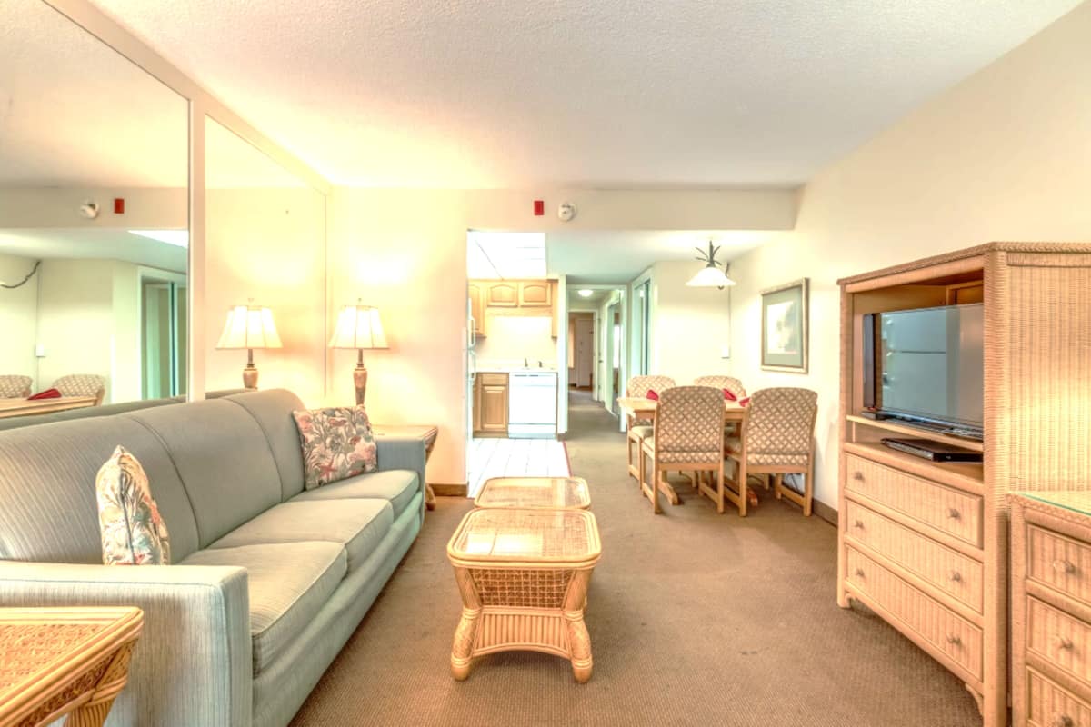 Flat-screen TV, DVD player