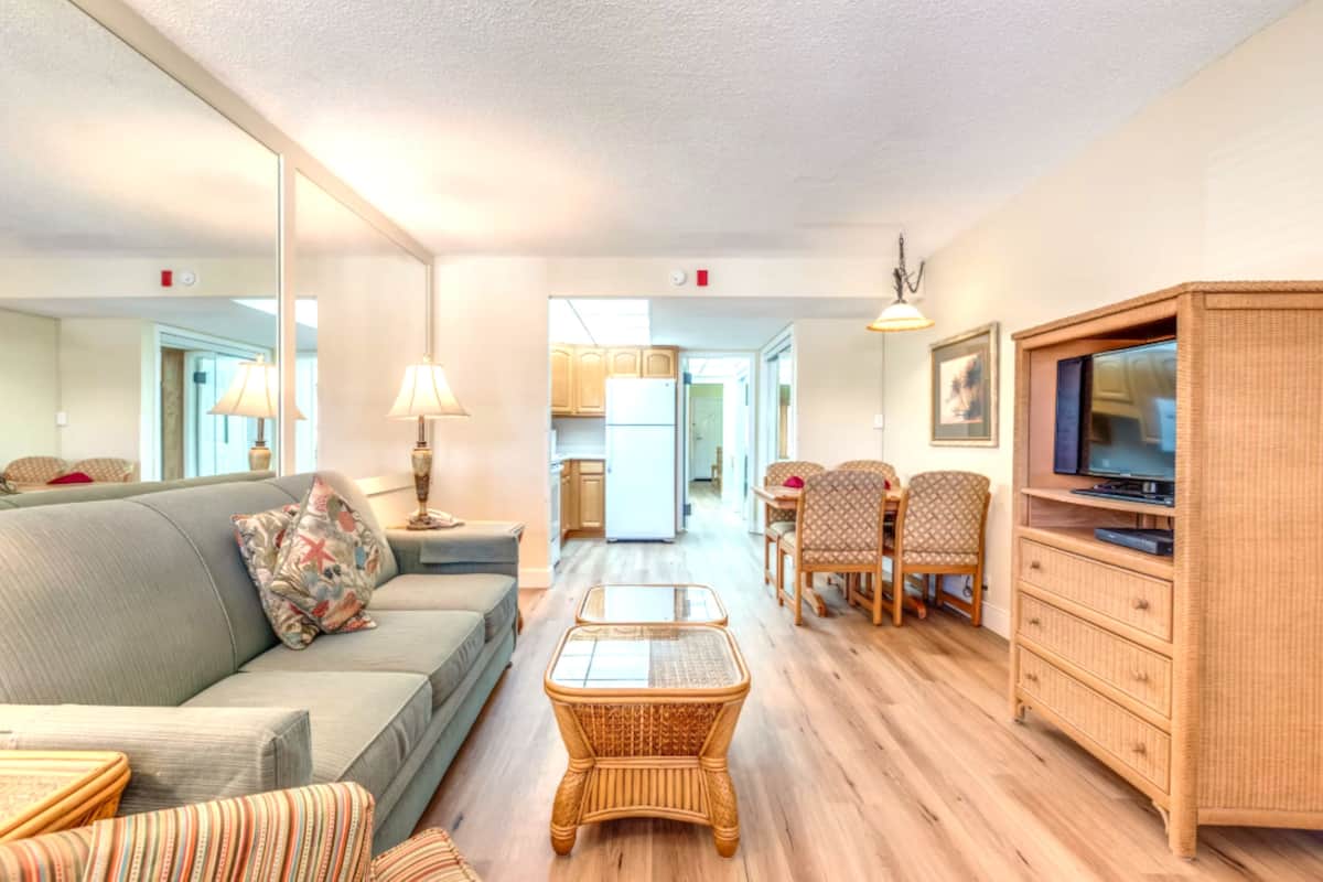 Flat-screen TV, DVD player