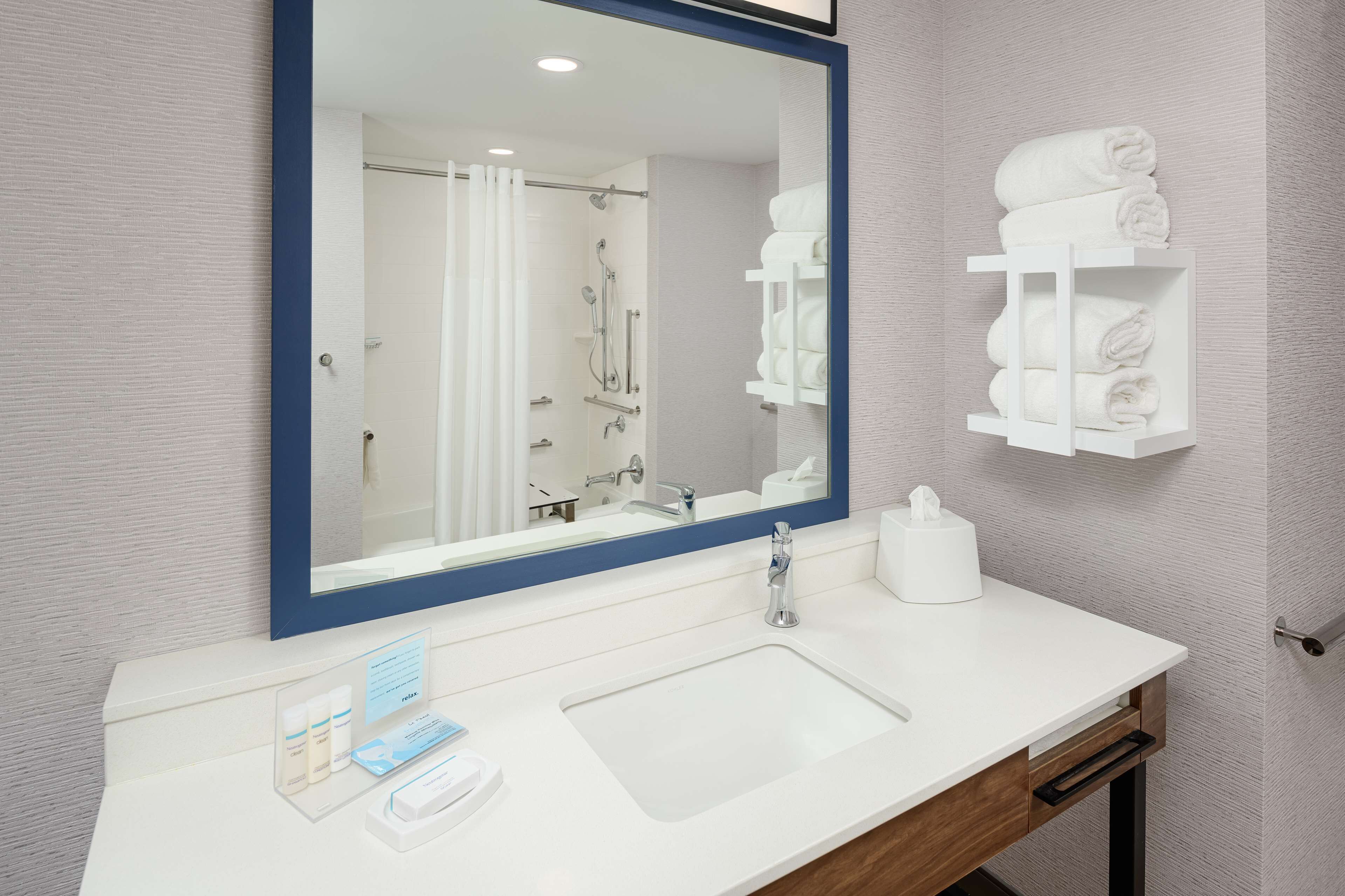 rainfall showerhead, free toiletries, hair dryer, bathrobes