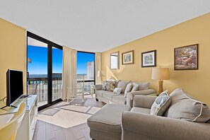 Flat-screen TV, DVD player